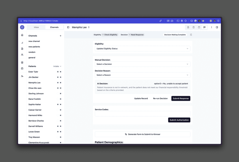Smart Intake & Eligibility feature screenshot